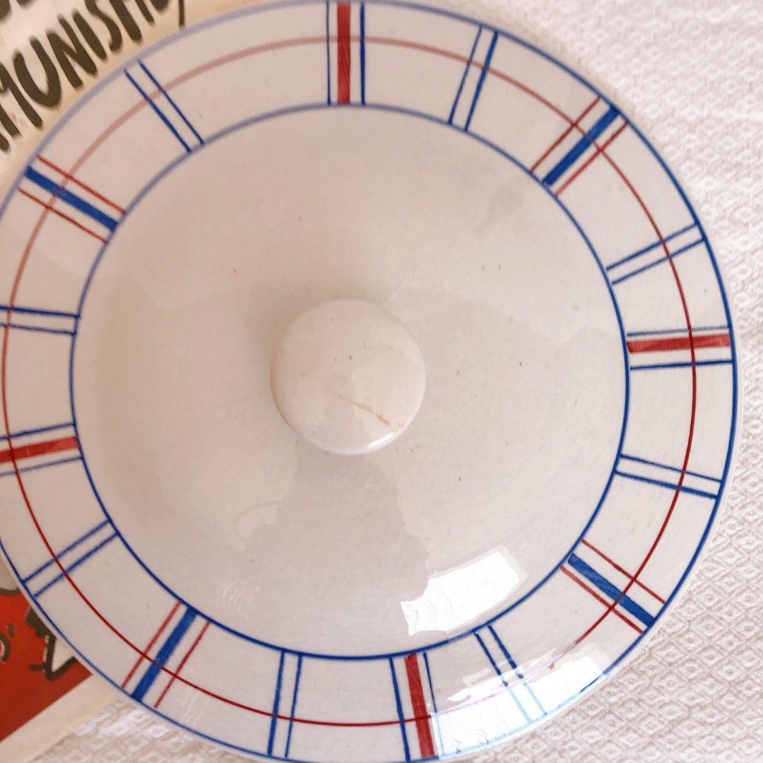 リュネビル バスク柄スーピエール　トリコロールカラー　フランスアンティーク食器