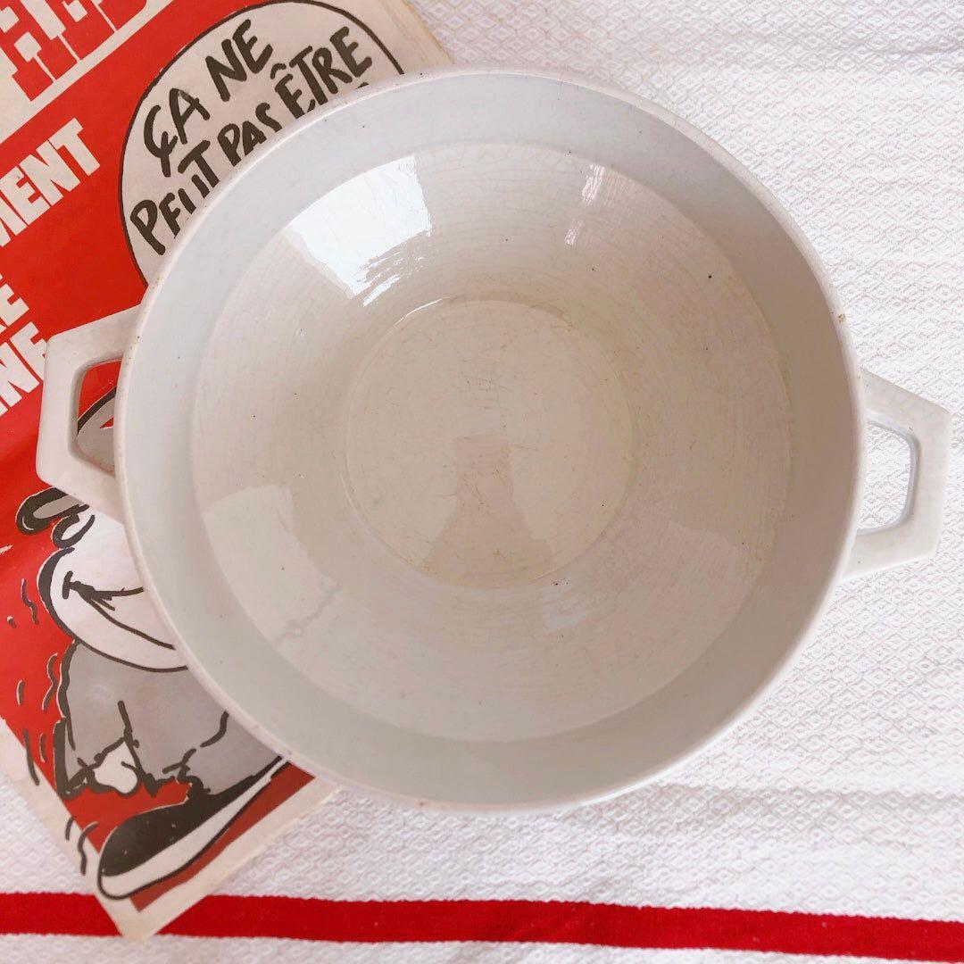 リュネビル バスク柄スーピエール　トリコロールカラー　フランスアンティーク食器