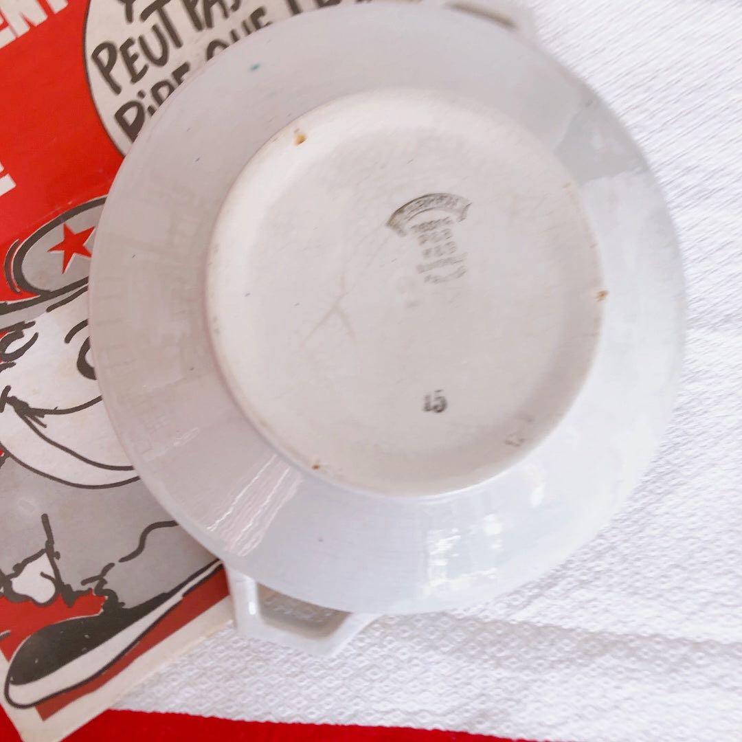 リュネビル バスク柄スーピエール　トリコロールカラー　フランスアンティーク食器