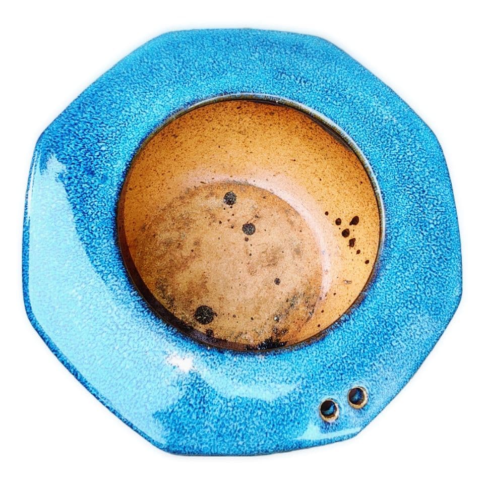 美しい 青色 八角形 陶器 火鉢 鉢カバー 花瓶 器 水槽