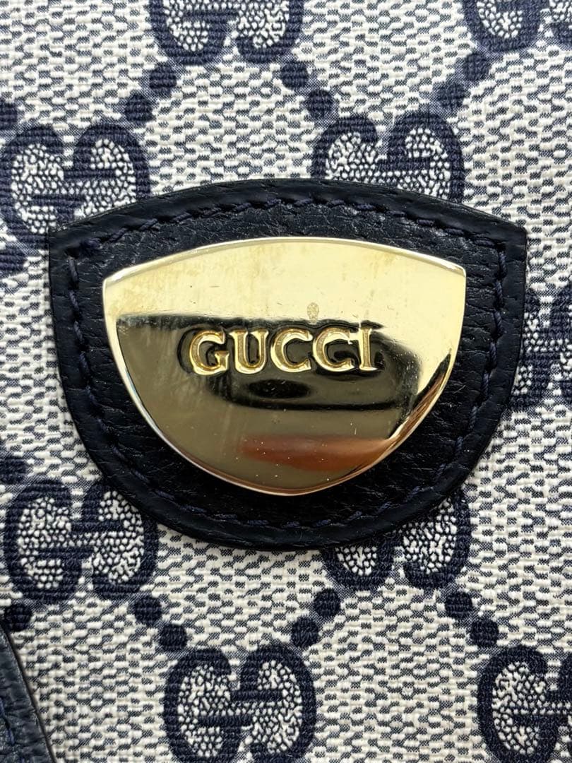 GUCCI オールドグッチ GG PVC ボストンバッグ ネイビー 大容量