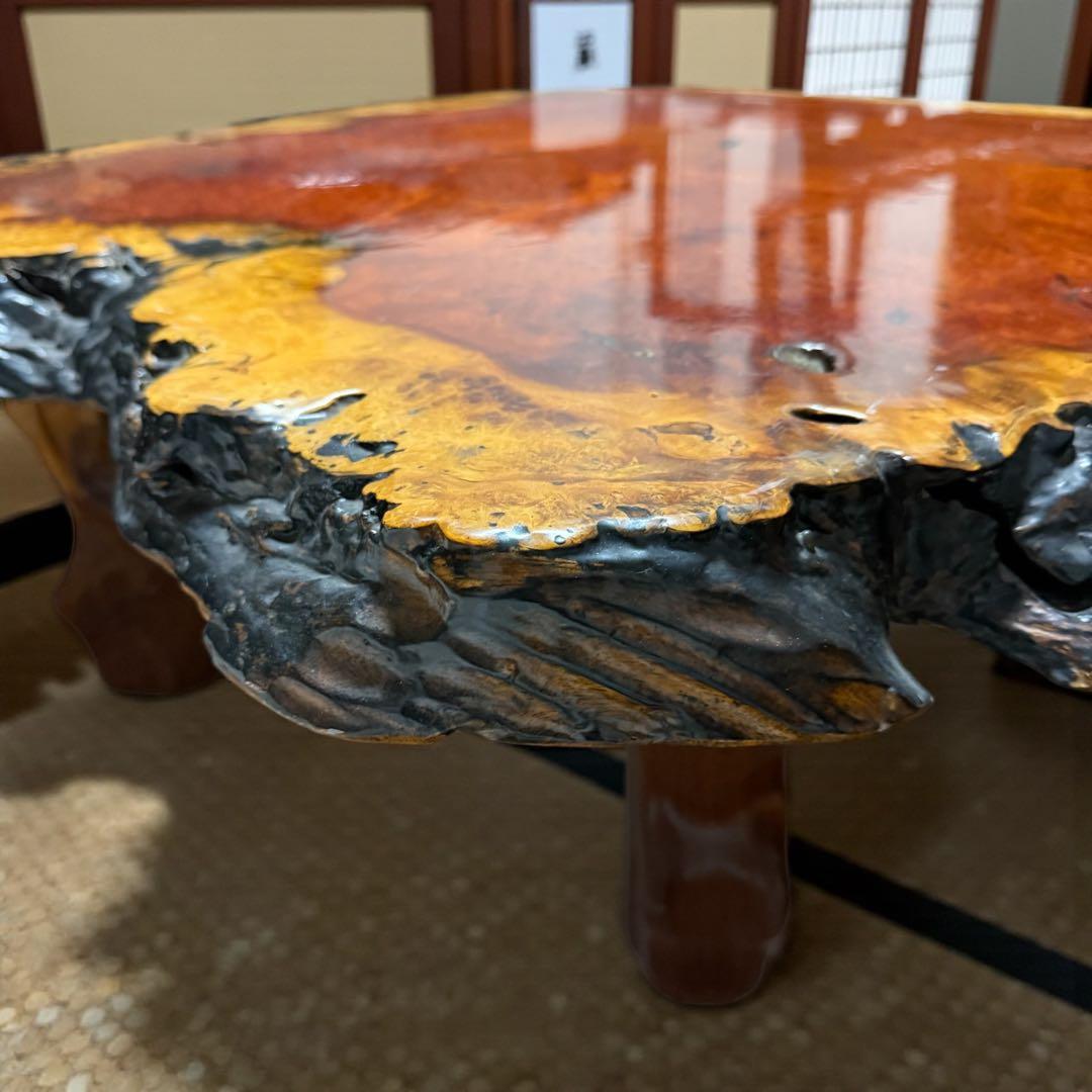 【一点物】花梨 瘤杢 一枚板 座卓｜和室・洋室どちらにも映える高級ローテーブル