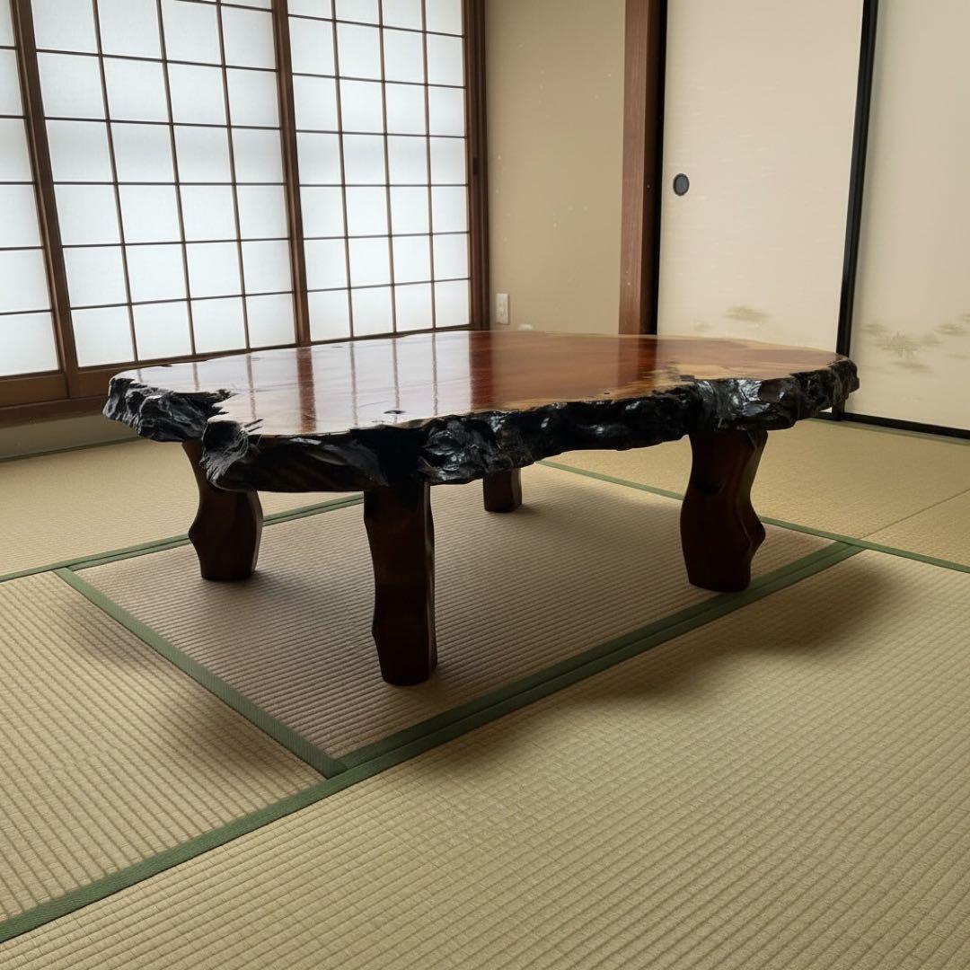 【一点物】花梨 瘤杢 一枚板 座卓｜和室・洋室どちらにも映える高級ローテーブル