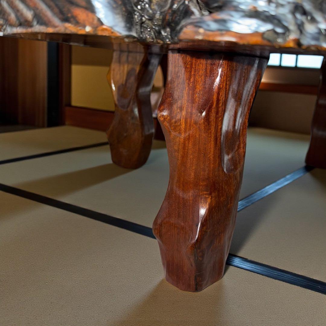 【一点物】花梨 瘤杢 一枚板 座卓｜和室・洋室どちらにも映える高級ローテーブル