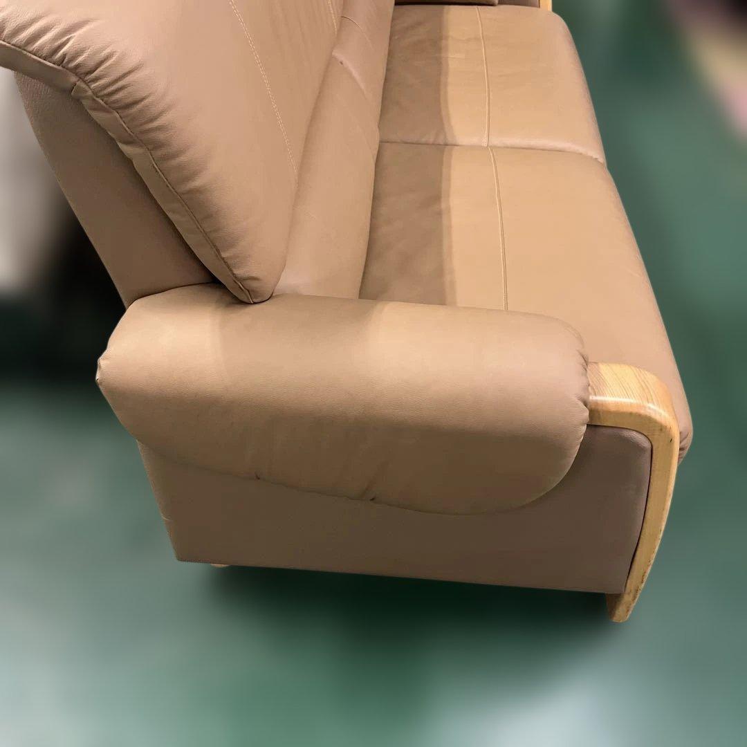 ベージュ レザー 2人掛けソファー インテリア 家具