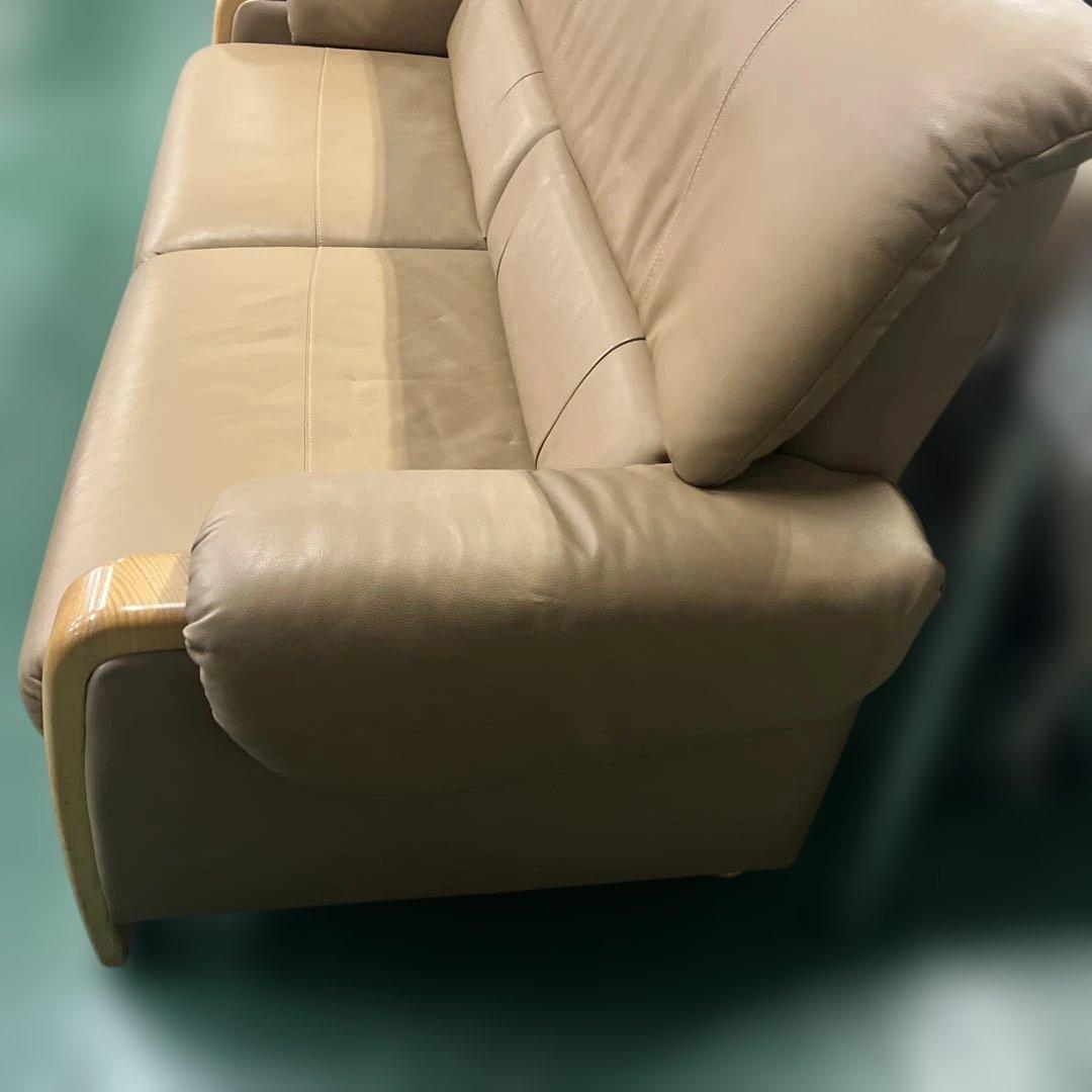 ベージュ レザー 2人掛けソファー インテリア 家具