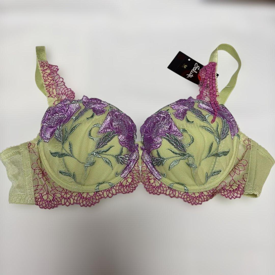 サルート花柄刺繍 ブラジャーショーツガーターセットC80/M