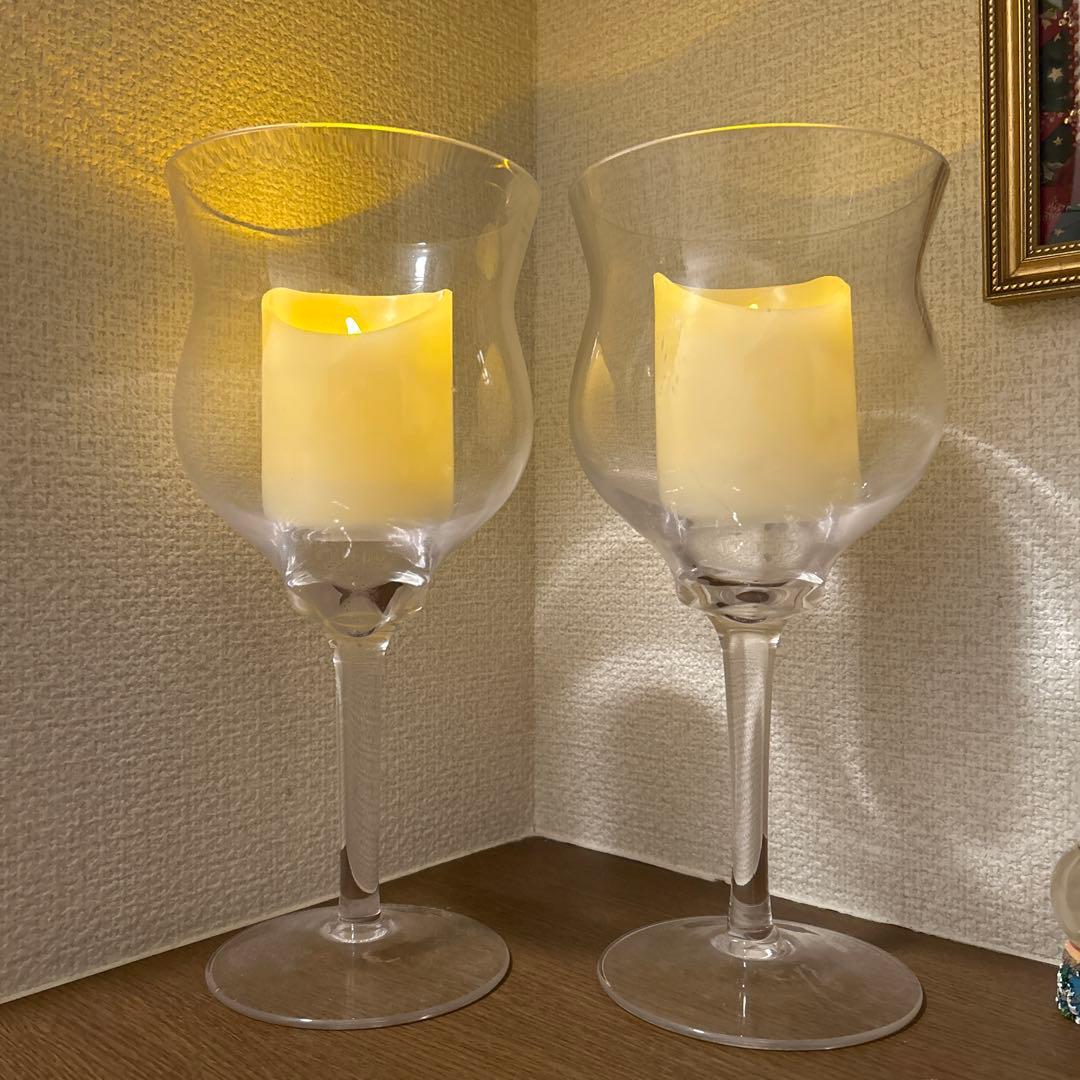 クリスマス ガラス製キャンドルホルダー 特大