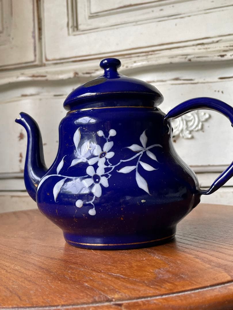 フランス　アンティーク　ホーロー　ティー　ポット　コーヒー　ポット　手書き　レア