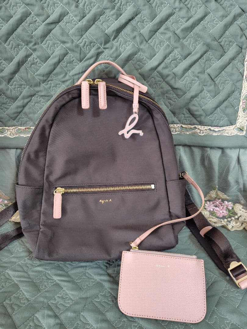アニエスベー ピンク ブラウン リュック ミニ ポーチ付