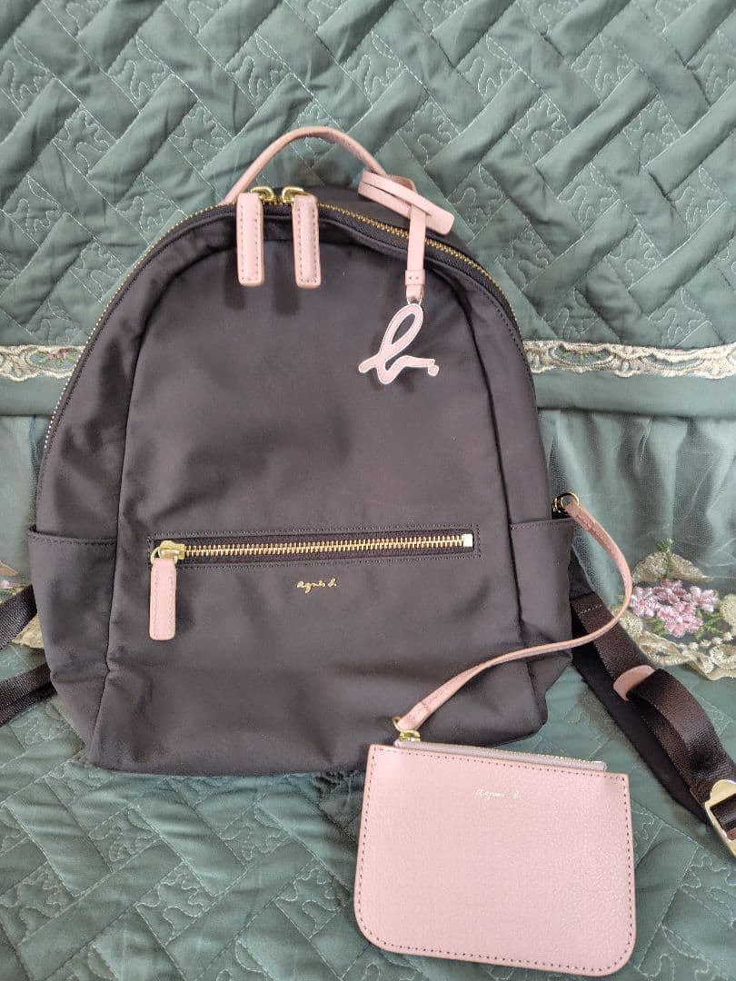 アニエスベー ピンク ブラウン リュック ミニ ポーチ付