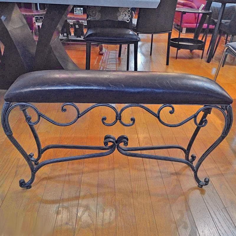 スツール アイアン製 合皮レザー 曲線デザイン ロートアイアン 638-450