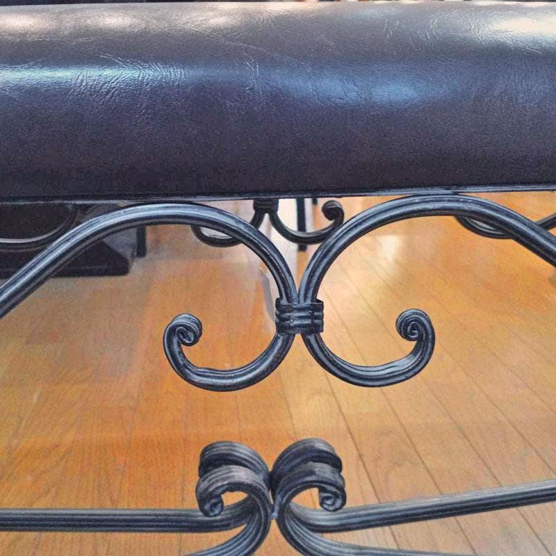 スツール アイアン製 合皮レザー 曲線デザイン ロートアイアン 638-450