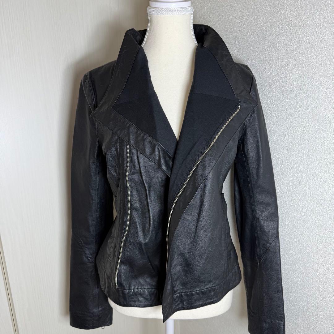 moussy レザージャケット 黒 ライダース ジャケット 本革 シングル