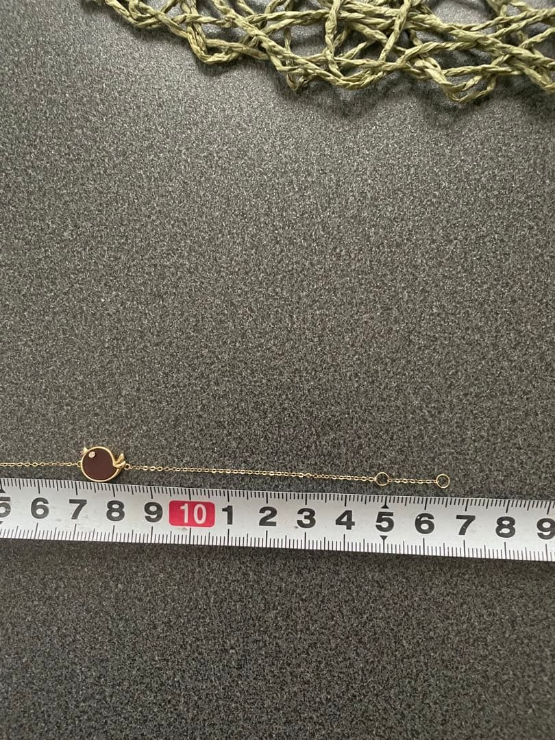 赤い幸せ鳥デザイン18kイエローゴールドブレスレット