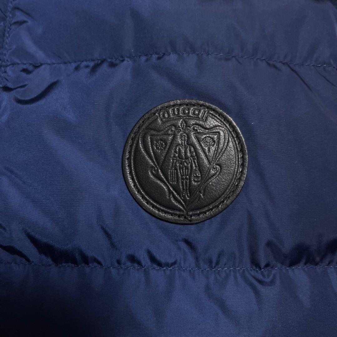 グッチ GUCCI☆ワッペンロゴ入りダウンベスト 裏地GG柄 総柄 美品