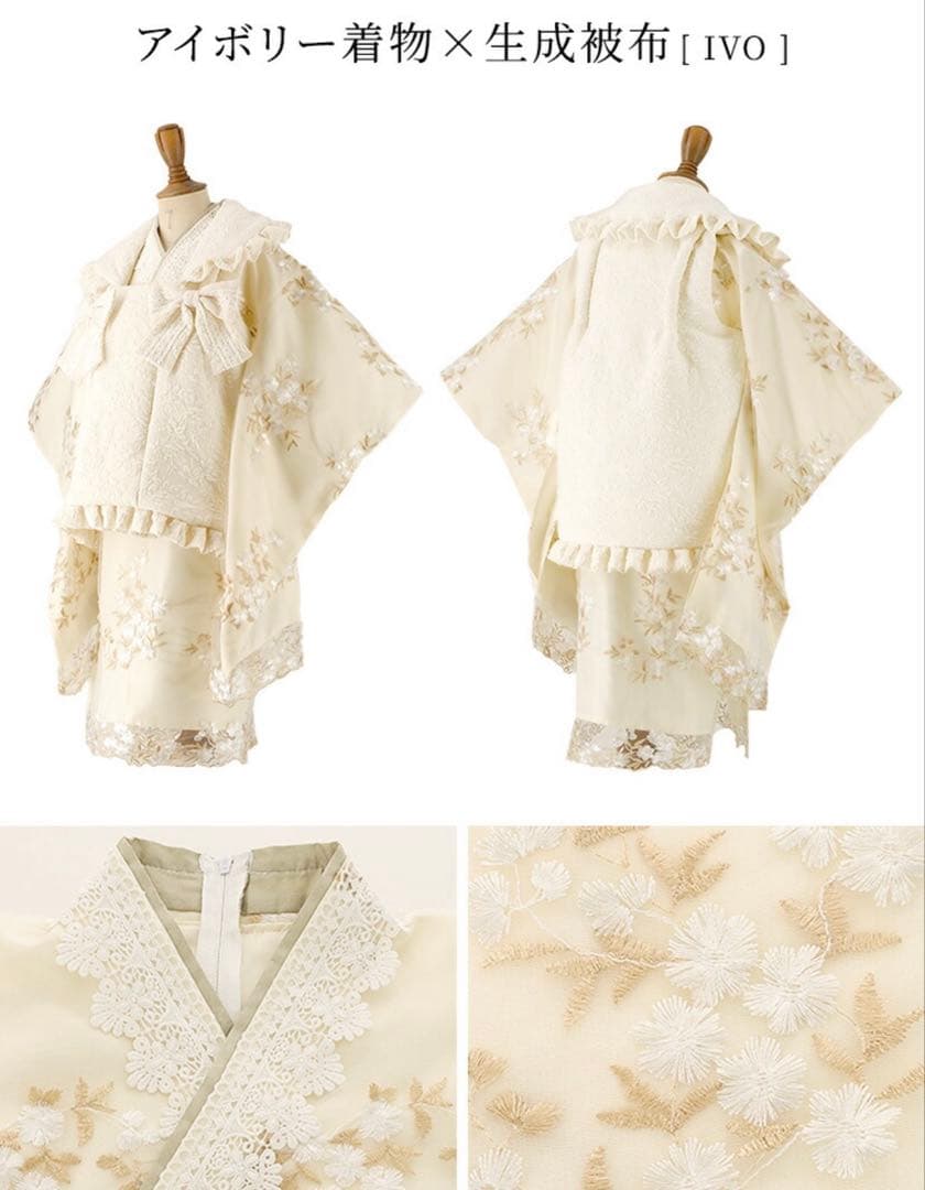 着用2時間だけ‼️七五三着物ワンピース＆被布セット ホワイト 3歳 4歳 女の子