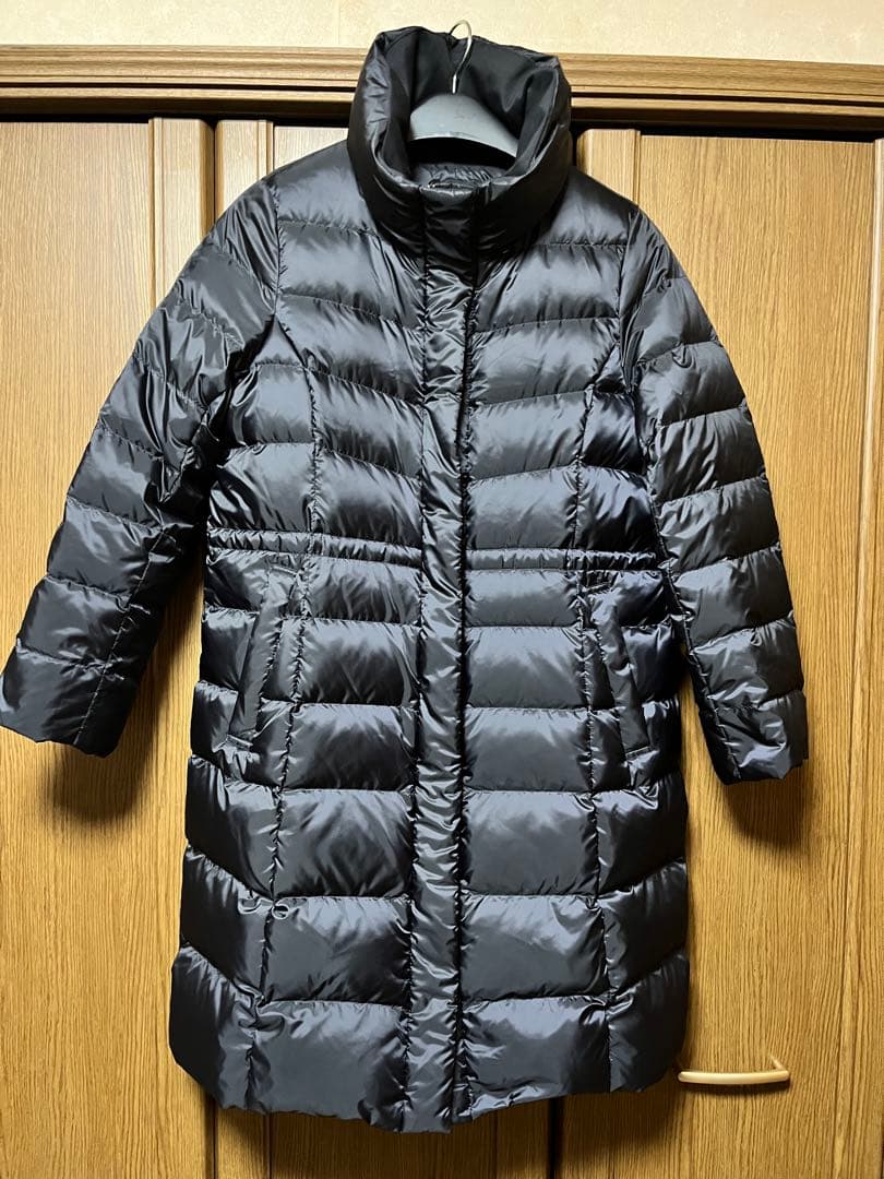 23区 フード付きロングダウンジャケット 44 ネイビー