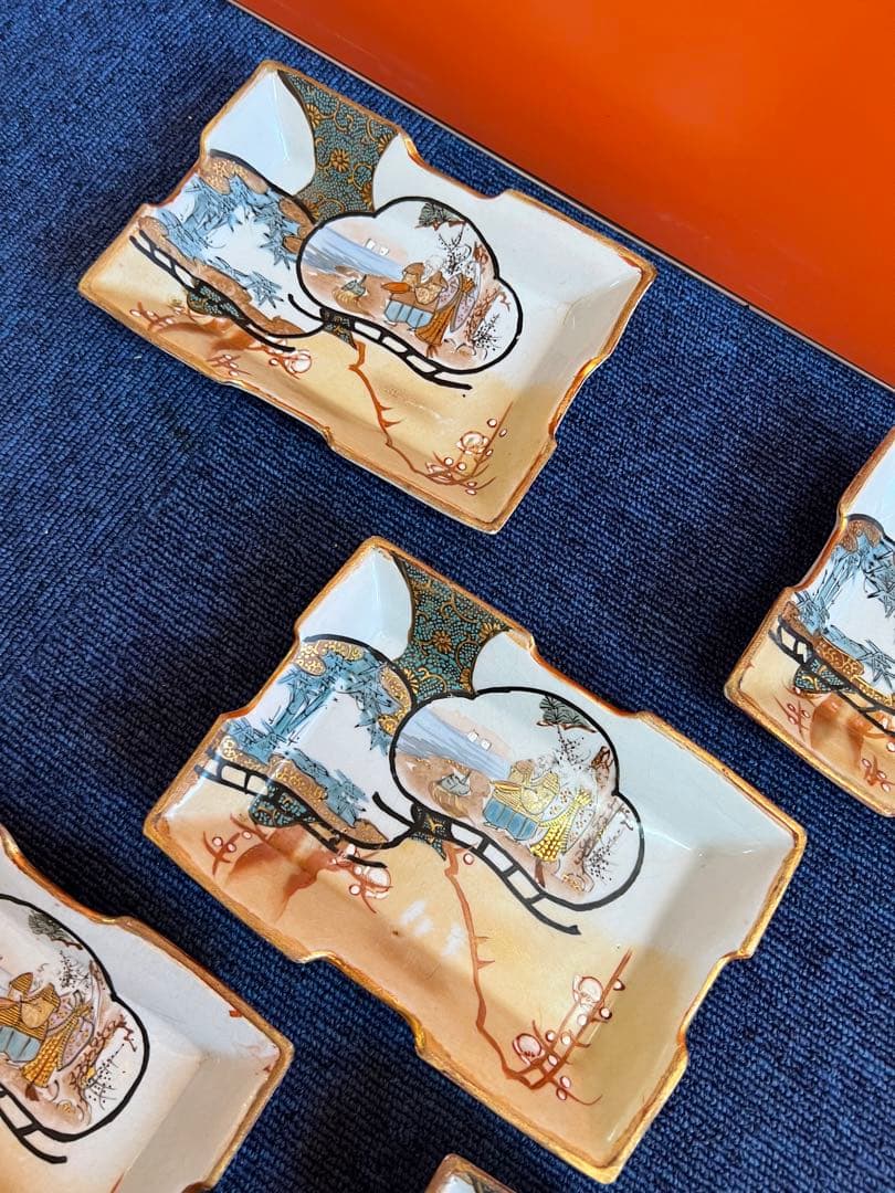 1161 九谷焼　角皿　5客　時代物