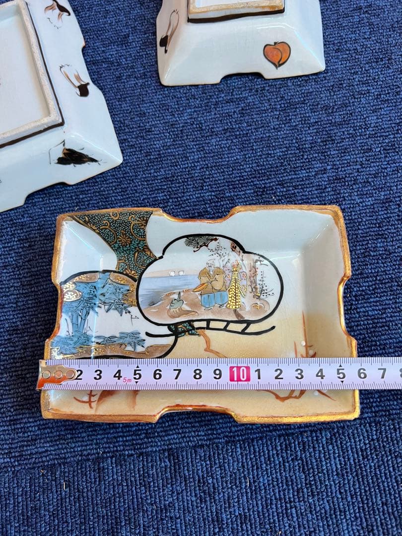 1161 九谷焼　角皿　5客　時代物