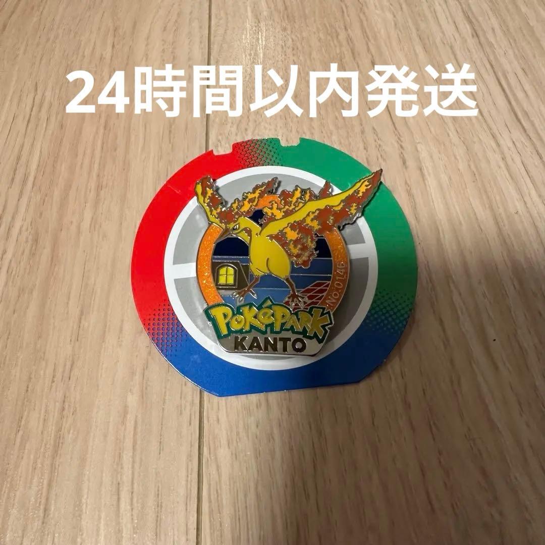 超激レア　ラメ加工　ポケパーク カントー ファイヤー　ピンバッジ　モンボ付き