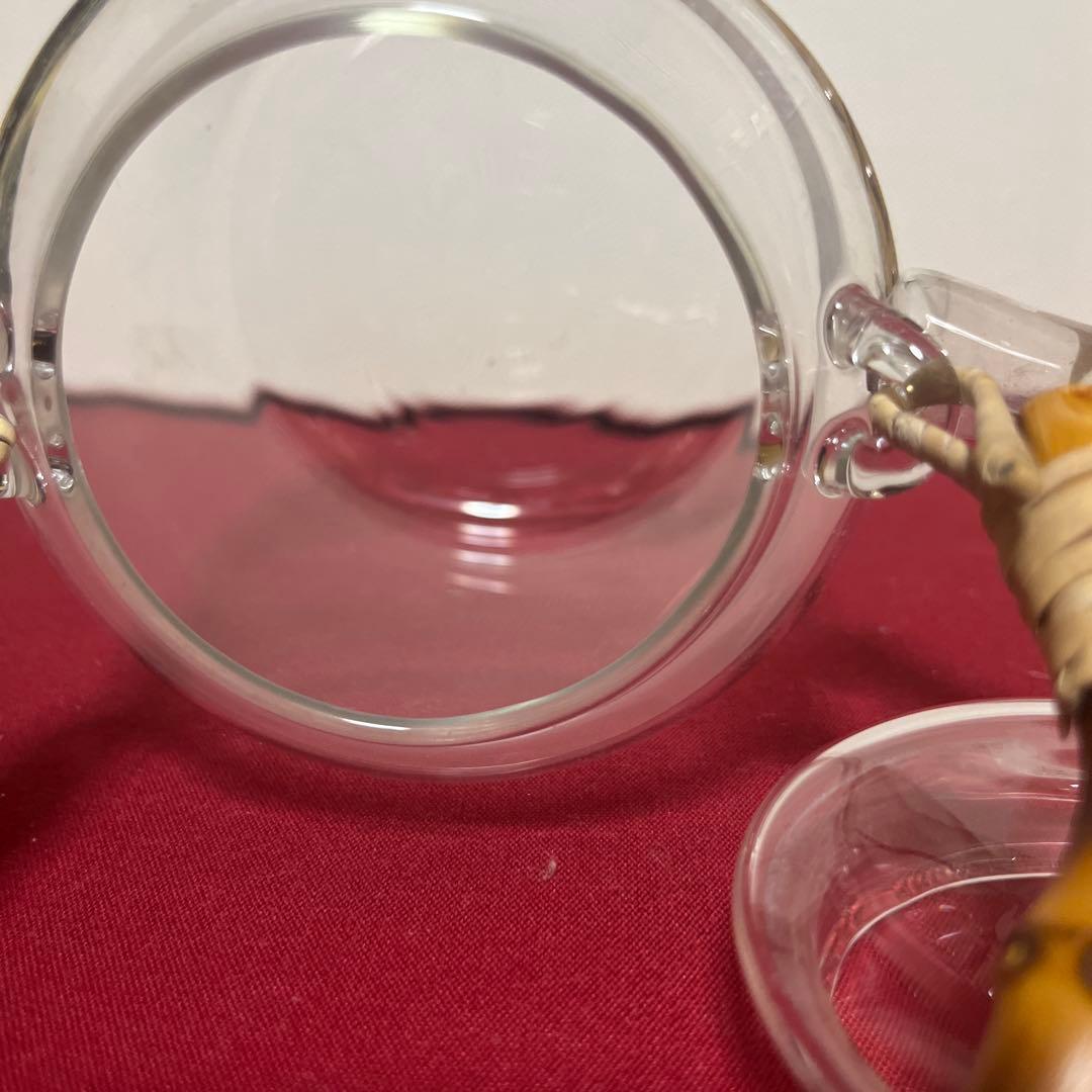 スタジオプレパ　吹きガラス　ガラスポット　持ち手バンブー