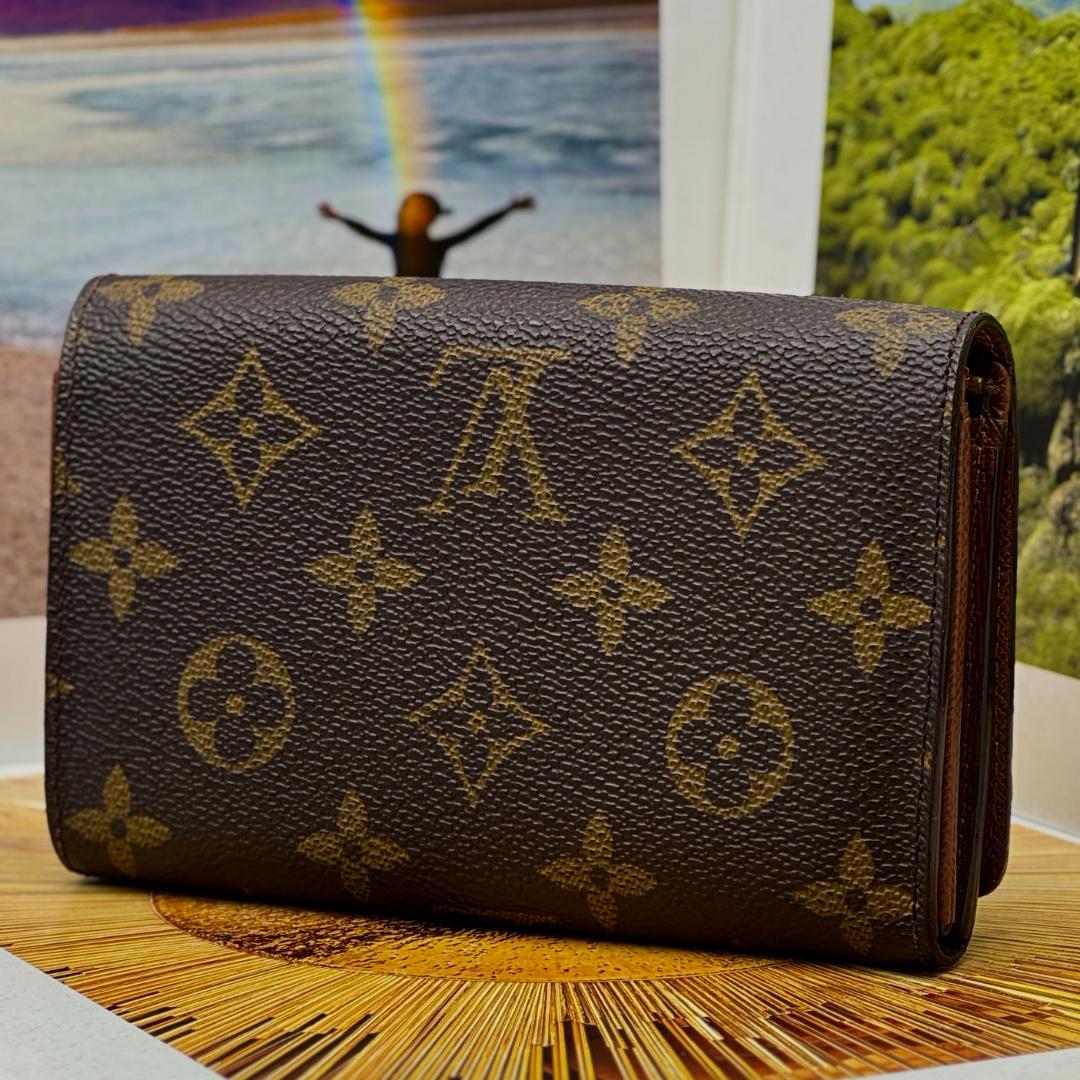 極上 ルイヴィトン モノグラム ポルトフォイユ トレゾール 折り財布 A432