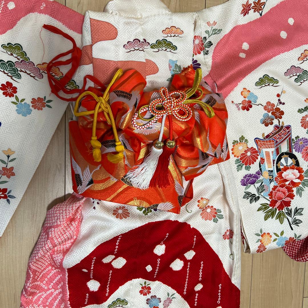 七五三　女の子　着物　7歳　フルセット　絹