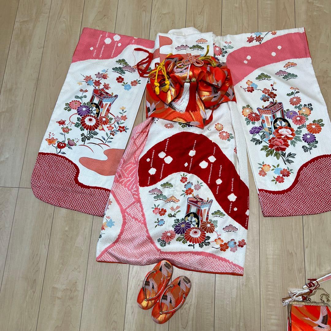 七五三　女の子　着物　7歳　フルセット　絹