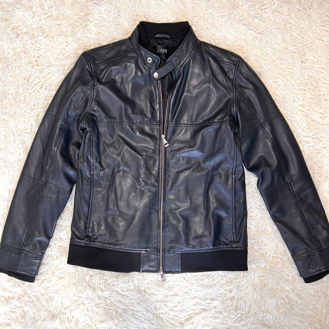 ✨美品✨AKM レザー　シングルライダースジャケット黒XL
