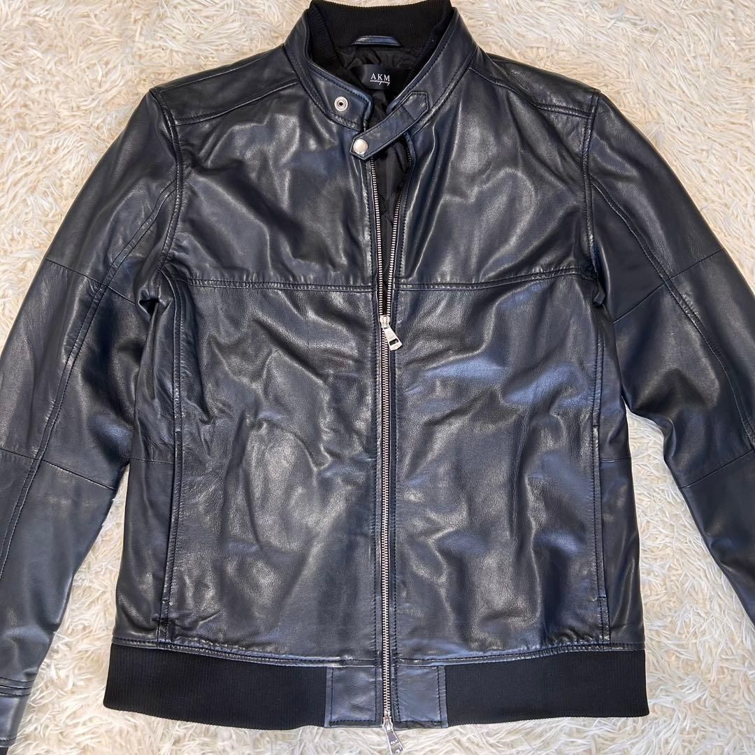 ✨美品✨AKM レザー　シングルライダースジャケット黒XL