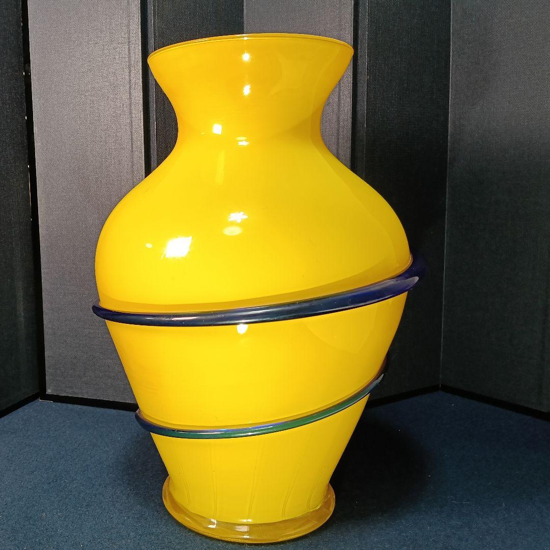 AM80 イタリア製 アート.デコ 花瓶 フラワーベース 飾花瓶 飾物 イエロー