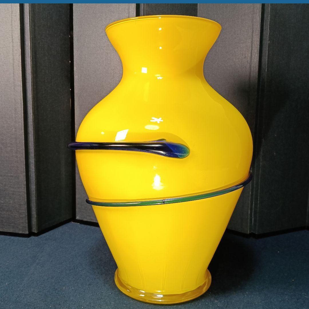 AM80 イタリア製 アート.デコ 花瓶 フラワーベース 飾花瓶 飾物 イエロー
