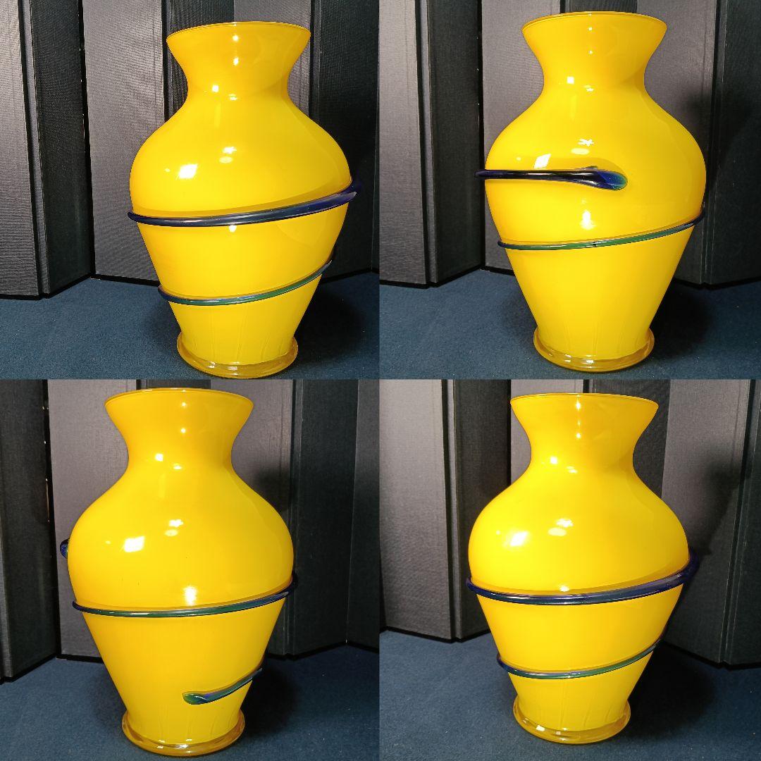 AM80 イタリア製 アート.デコ 花瓶 フラワーベース 飾花瓶 飾物 イエロー