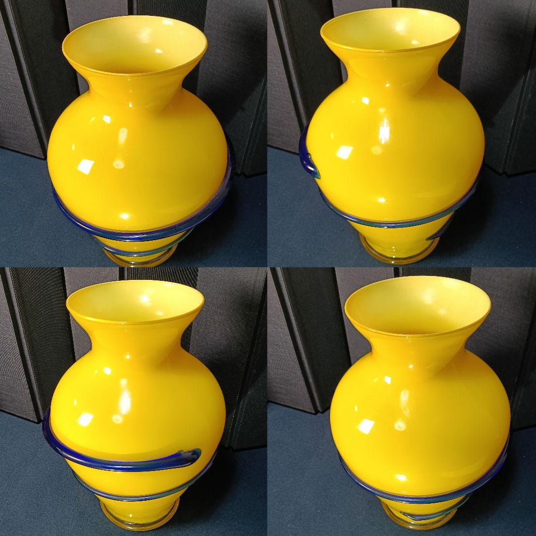 AM80 イタリア製 アート.デコ 花瓶 フラワーベース 飾花瓶 飾物 イエロー