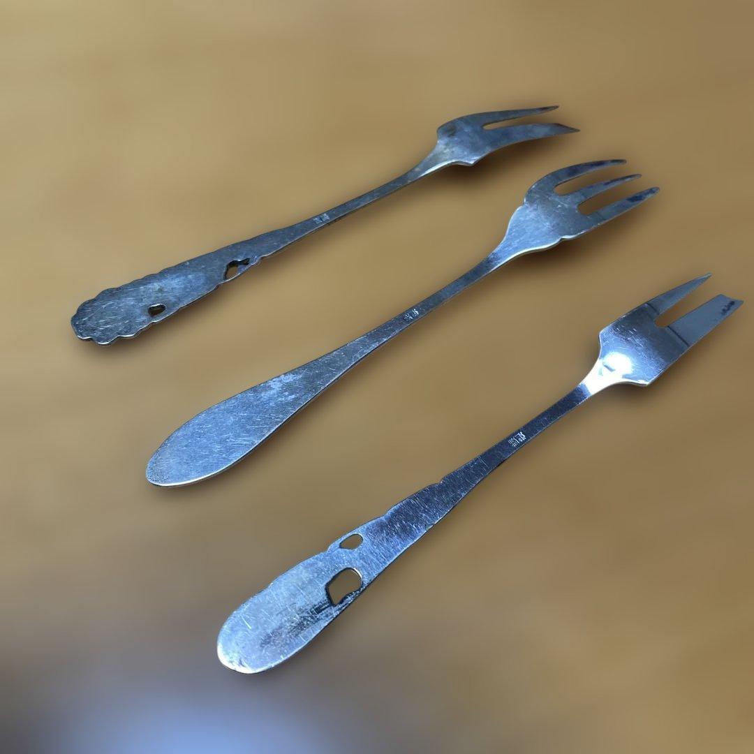 銀製 銀細工 浮彫 スプーンフォーク6本セット 昭和 ヴィンテージ 希少 日本製