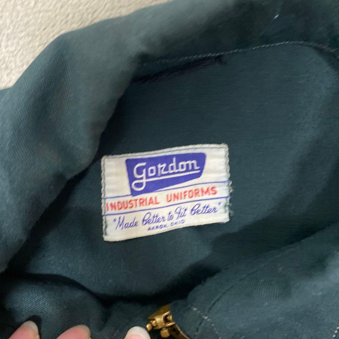 50s60s USA製Gordon グリーン ワークジャケット　タロン　レーヨン