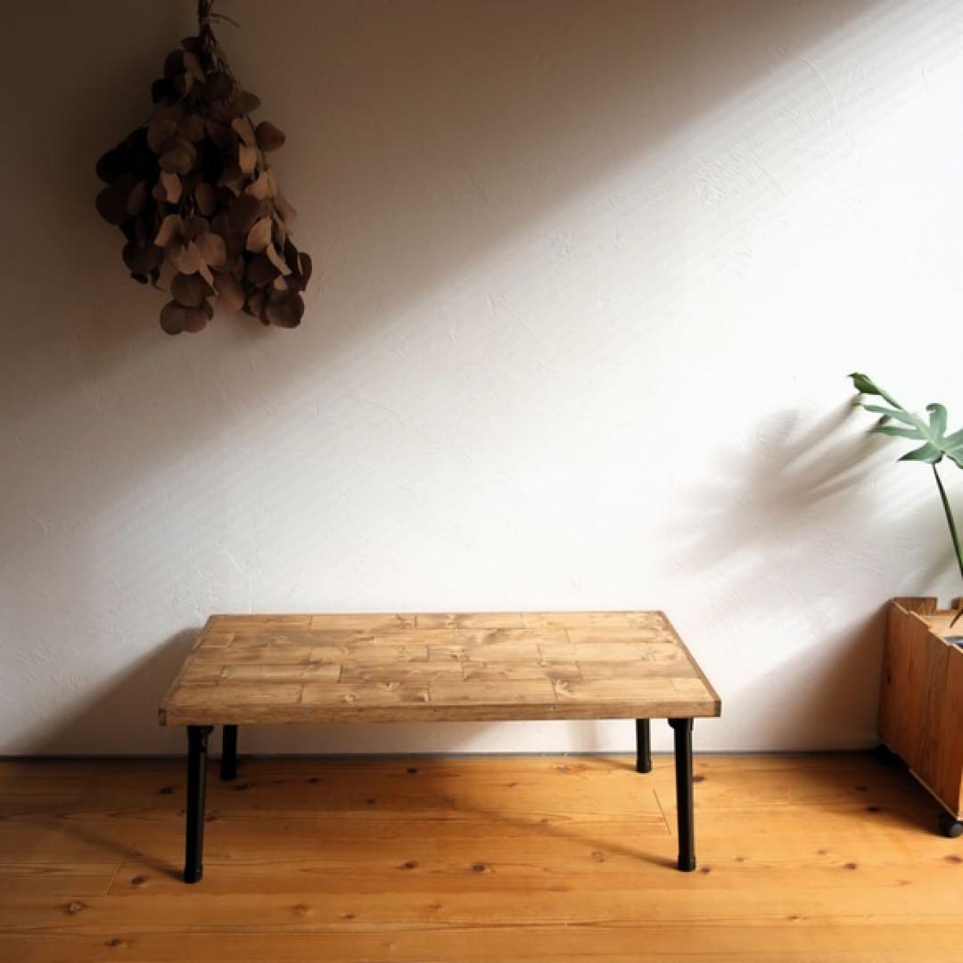 2/9まで！インダストリアル！無垢材の折りたたみテーブル【ハンドメイド家具】