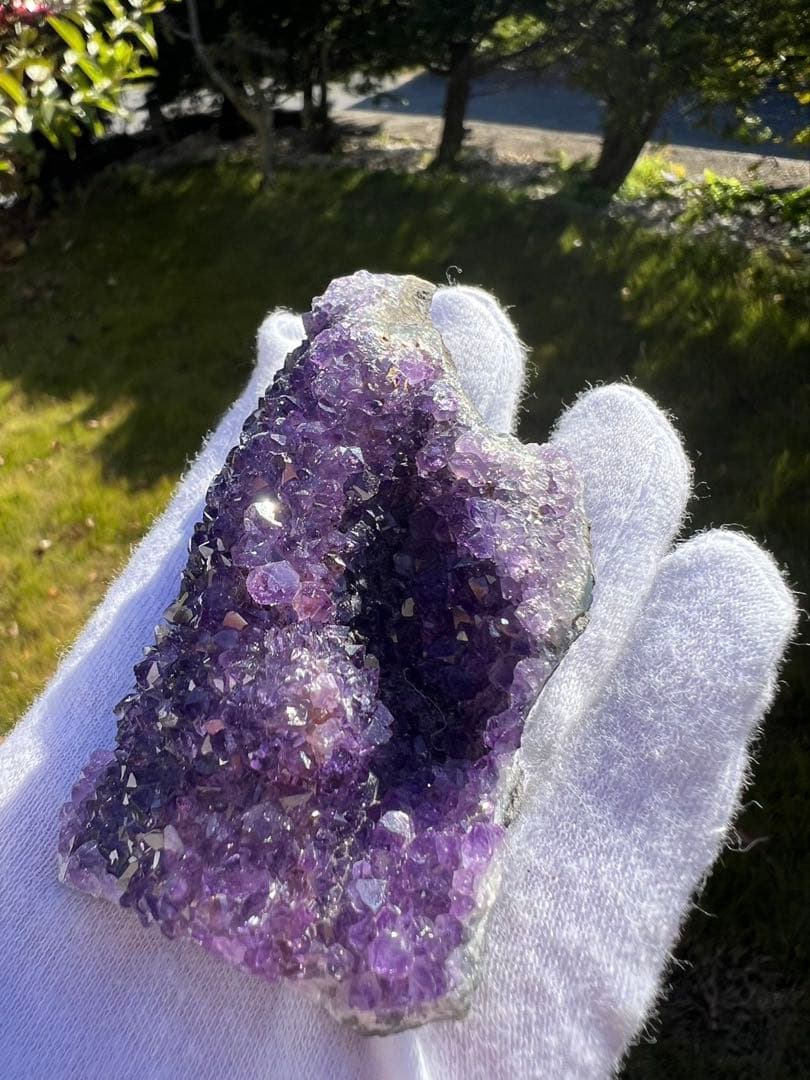 A236フラワーアメジスト　クラスター　原石【ウルグアイ産】天然石｜紫水晶