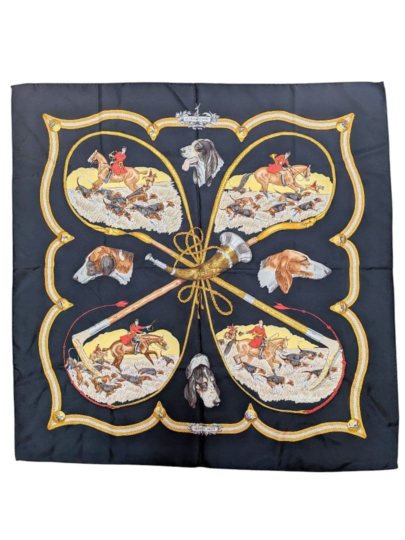 エルメス カレ90 LE LAISSER COURRE 猟犬 大判スカーフ