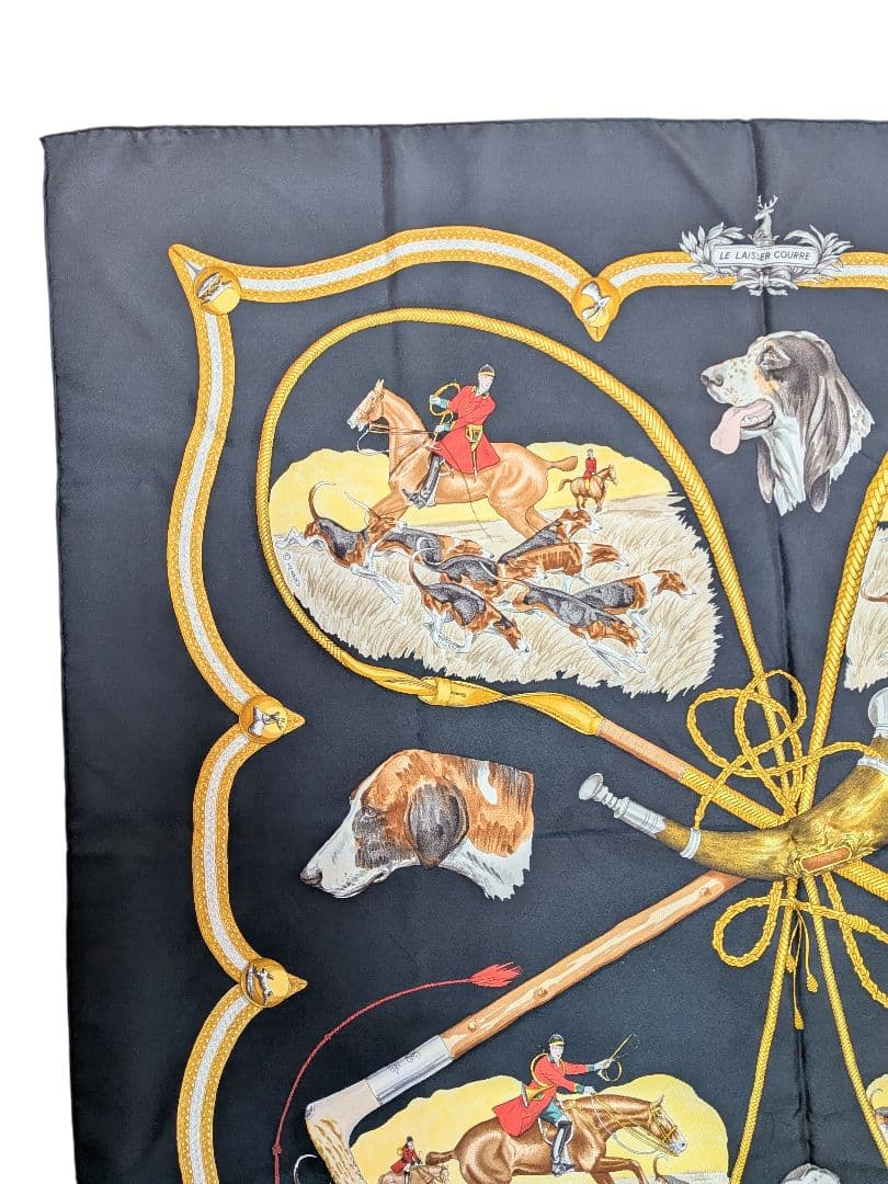 エルメス カレ90 LE LAISSER COURRE 猟犬 大判スカーフ