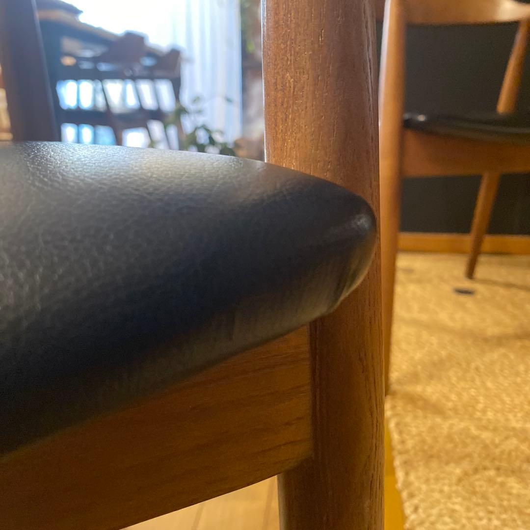 天然木　無垢材　アーム付きダイニングチェア　4脚セット