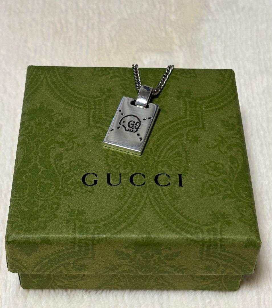 GUCCI グッチ ゴースト シルバー プレート型ネックレス