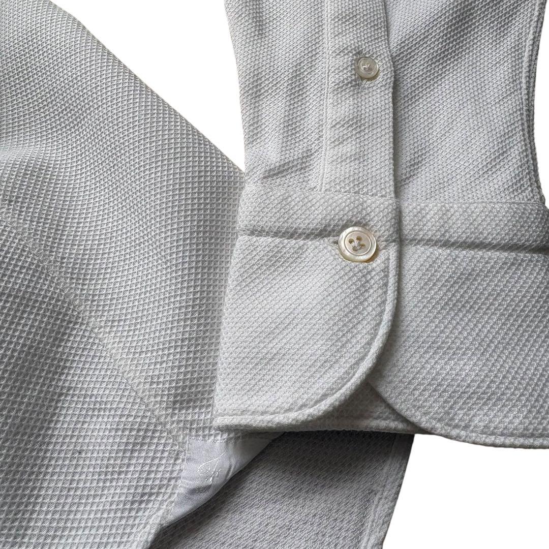 定番/Finamore/コットンワッフルシャツ/ホワイト