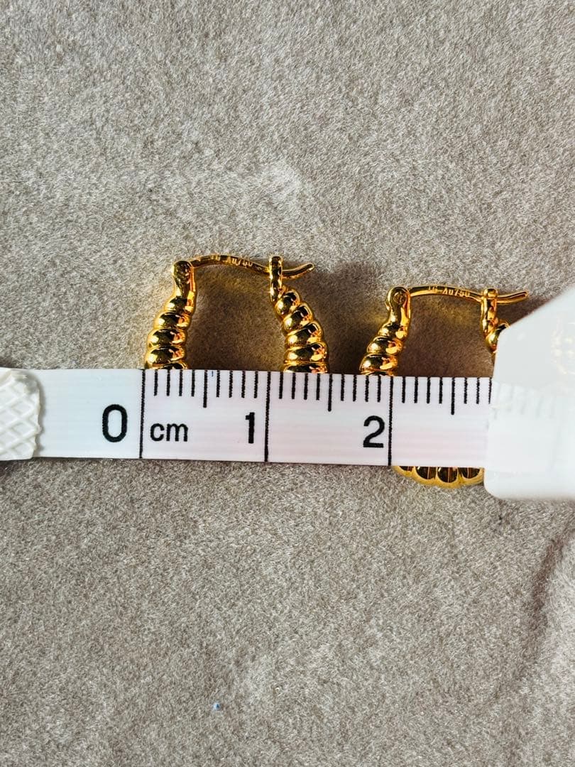 18金 K18ゴールド レディース 新品 デザインピアス　15mm