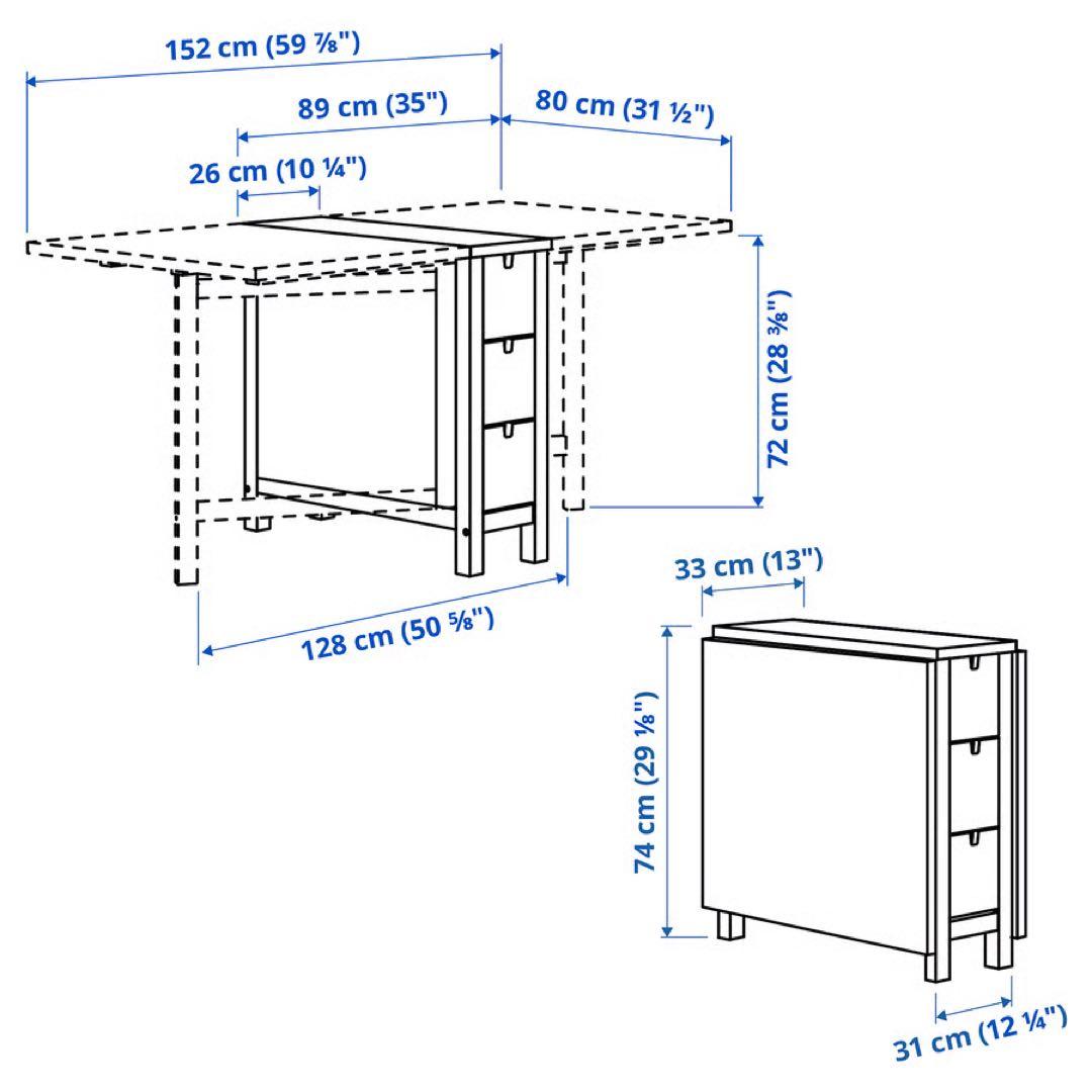 値下げ可//IKEA ノールデン　折り畳みテーブル 引き出し付き
