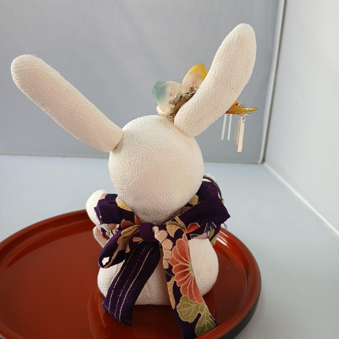 私の手作り/ウインクウサギ/古布ちりめん/かんざしもかわいく