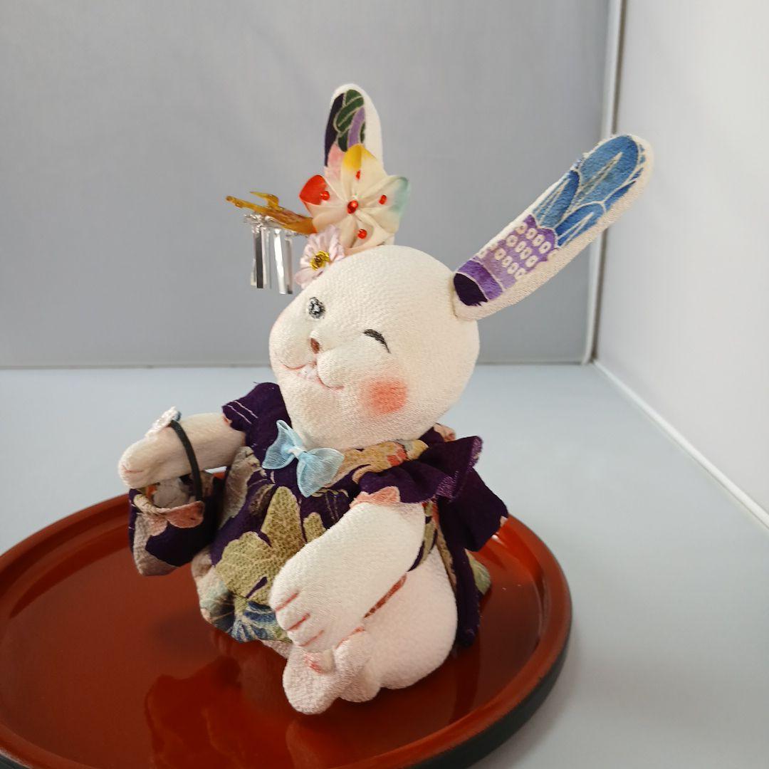 私の手作り/ウインクウサギ/古布ちりめん/かんざしもかわいく