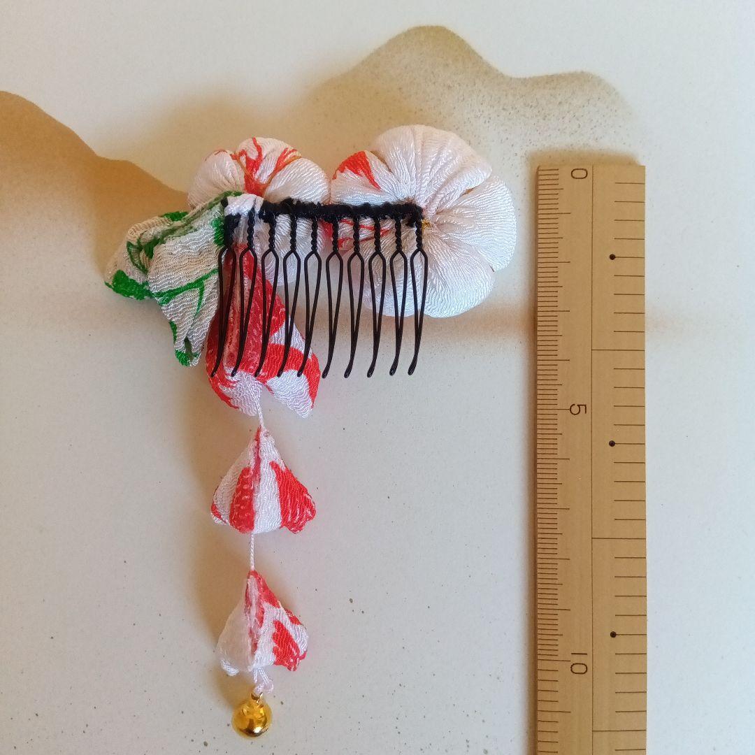 【七五三No.79】鶴梅②簪（蕾房三段＋金鈴）