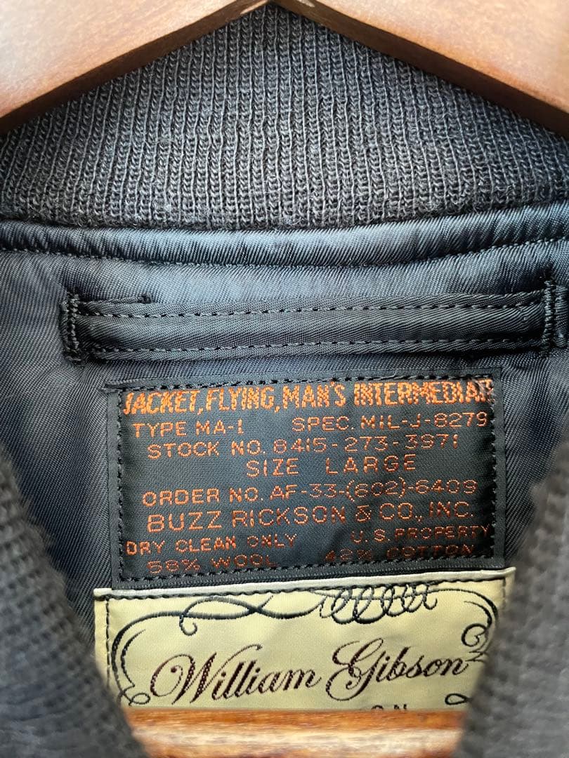 BUZZ RICKSON'S ウィリアムギブソンBLACK MA-1 L